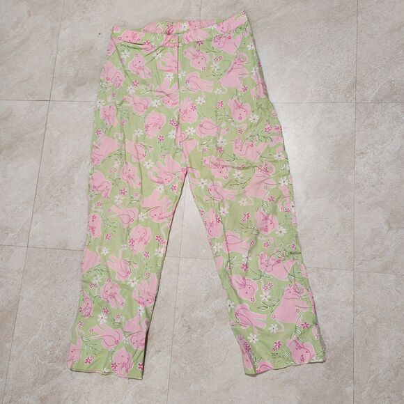 VTG Lilly Pulitzer Womens Size 6 Pink Elephant Cropped Capri Tropical Pants - Picture 3 of 11
